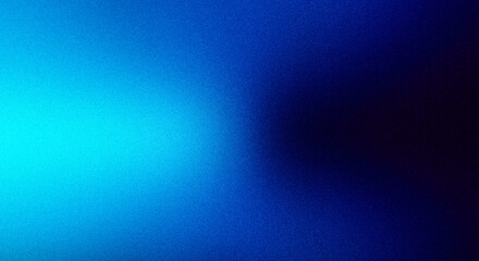 Fototapeta premium Abstract blue gradient background with grainy texture, soft light transition from bright cyan to deep dark navy blue