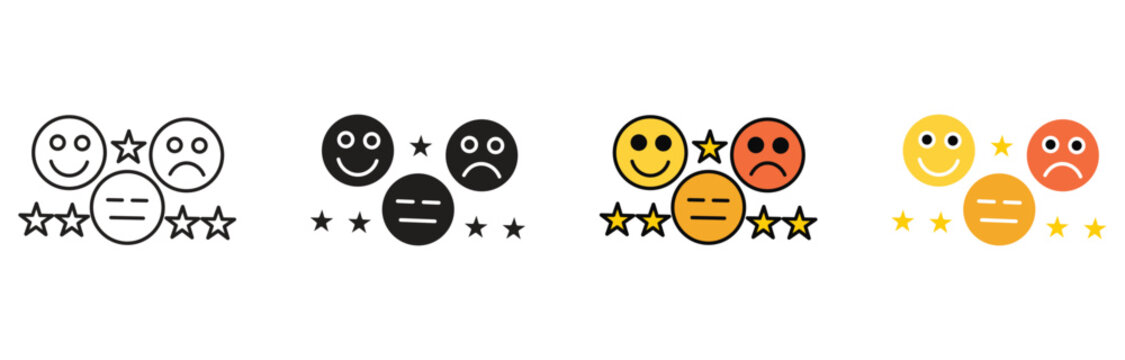 Expressionless Face Emoji icon Set Multiple Style Collection. Vector illustration.