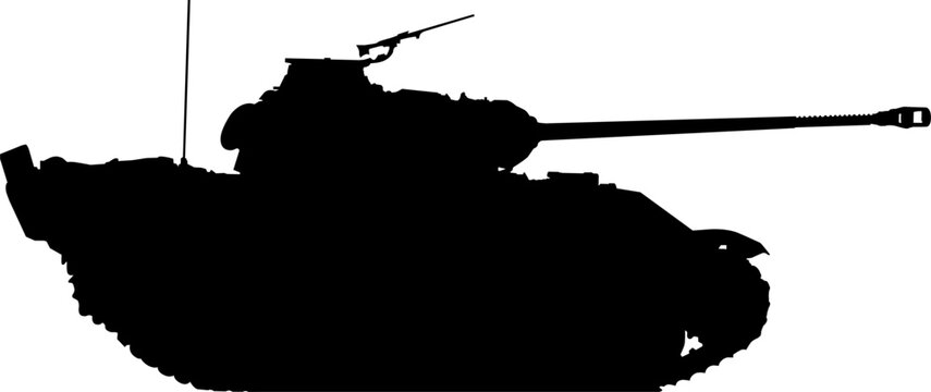 Une silhouette d'un char de la Seconde Guerre Mondiale sur un fond transparent