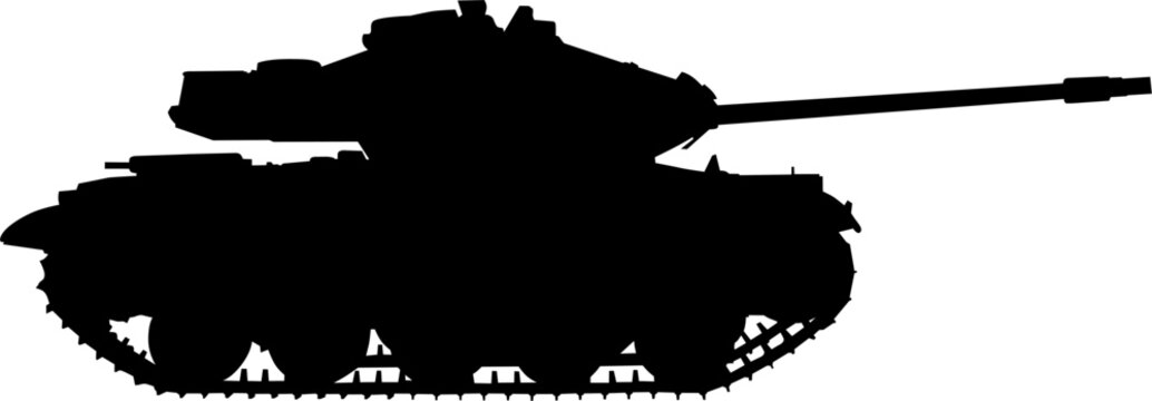 Une silhouette d'un char de la Seconde Guerre Mondiale sur un fond transparent