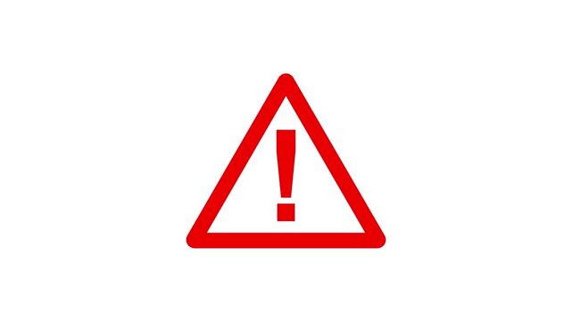 Critical warning red alert icon animation with exclamation mark. signal alert risk safety danger road warning sign sign symbol. alert , risk , safety, danger road warning sign, Warning.