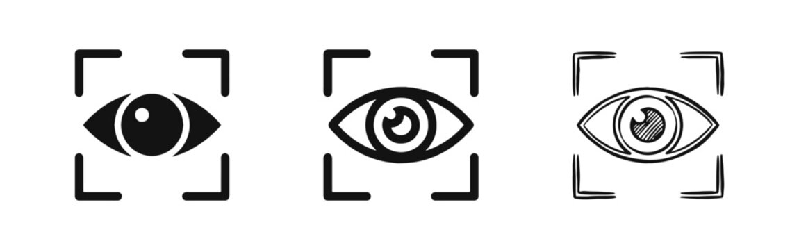 Eye Vision Focus and Surveillance Scan Icon Set - Biometric Identity