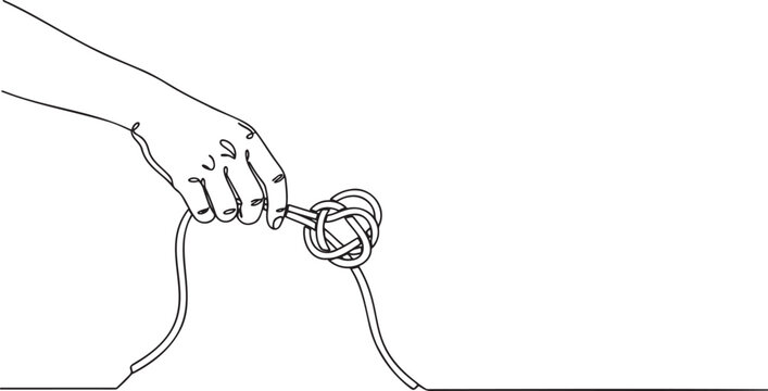 395_A hand unfastening a knot_traced