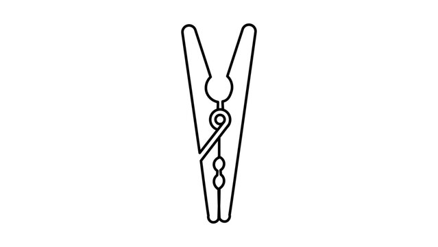 Minimalist clothes peg vector icon illustration with editable stroke for laundry and housework concepts, simple line art design of a clothespin for hanging drying apparel outdoors.