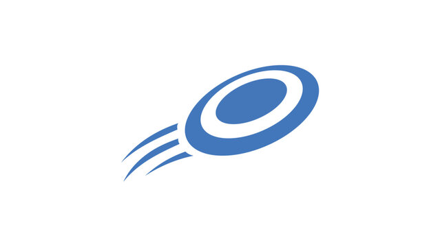 Minimalist flying disc vector icon illustration for summer sports and outdoor leisure activities, simple line art design of a plastic frisbee for park games and active lifestyle fun.