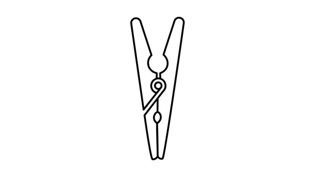 Modern clothes peg vector icon illustration with editable stroke for laundry and drying concepts, sleek line art design of a clothespin for apparel organization and household chores.