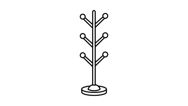 Minimalist coat tree vector icon illustration with editable stroke for hallway and entryway organization, simple line art design of a clothes rack stand for home furniture concepts.