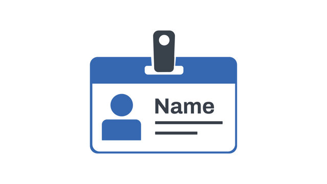 Professional name badge identification vector icon with editable stroke, minimalist business ID card illustration for employee access, customizable line weight for personal branding and security.