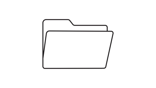 Modern file folder vector icon with editable stroke for custom line weight adjustments, perfect for business organization and digital document management illustration in a minimalist design style.