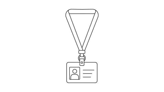 Professional ID lanyard vector icon with badge holder, featuring an editable stroke for customizable line weight, perfect for corporate security, event identification, and staff access illustration.