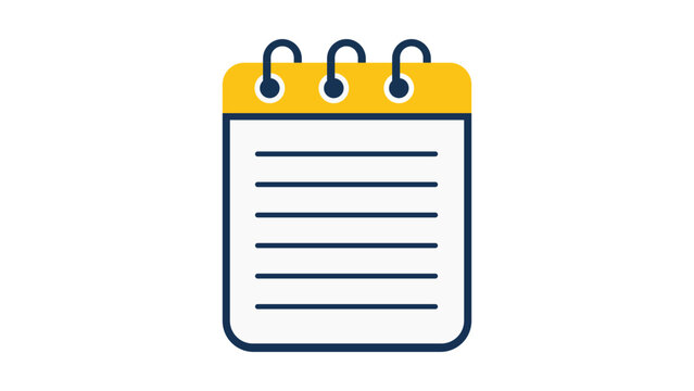 Coil-bound notepad vector icon for academic planning and corporate brainstorming, a versatile hand-drawn minimalist notebook illustration perfect for creative sketches and journal logs.