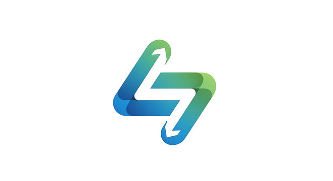 Abstract symbol resembling a lightning bolt or a stylized letter S, with gradients of blue and green