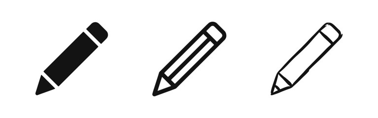 Fototapeta premium Pencil Drawing and Writing Icon - Educational Stationery Tool in Three Stylized Versions