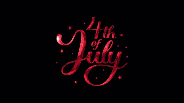 4th of July text animation in red, silver, green, and blue colors. Perfect for independence day social media posts, event flyers, and patrioticthemed designs.