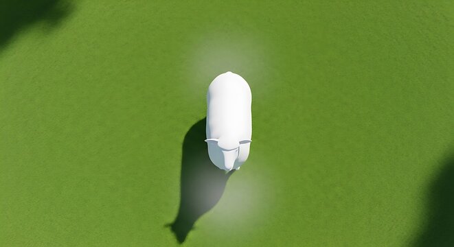 White capsule-shaped pill bottle resting on a green grassy surface.