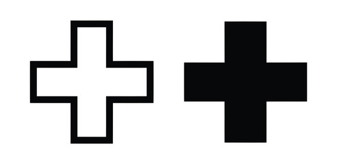 Obraz premium Black and white plus sign icons Vector