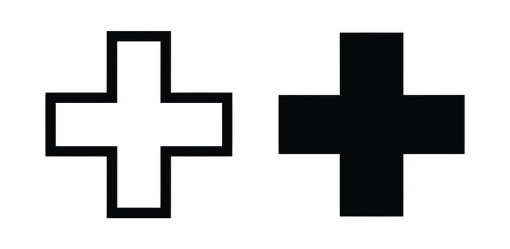 Black and white plus sign icons Vector