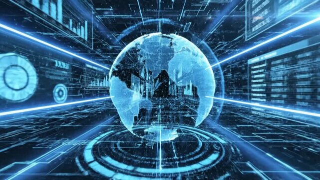 Futuristic Digital animation Background with Data and Graphs