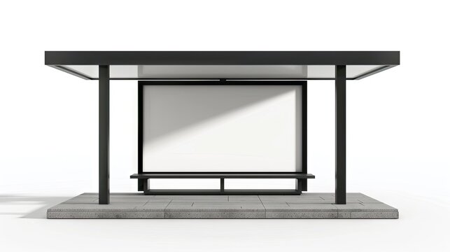 Urban Oasis: 3D Rendering of Bus Stop With Blank Poster