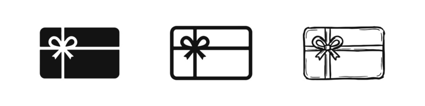 Gift Card and Reward Voucher Icon Set in Three Different Illustration Styles