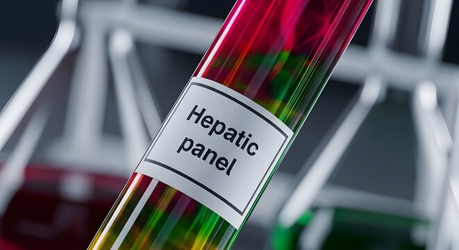Hepatic Panel Blood Test Tube in Medical Laboratory