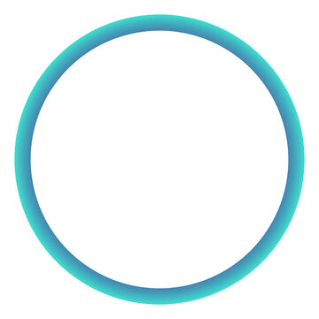 Neon Teal Glowing Circle Frame PNG, Futuristic 3D Aqua Turquoise Ring Isolated on Transparent Background, Illuminated Boundary