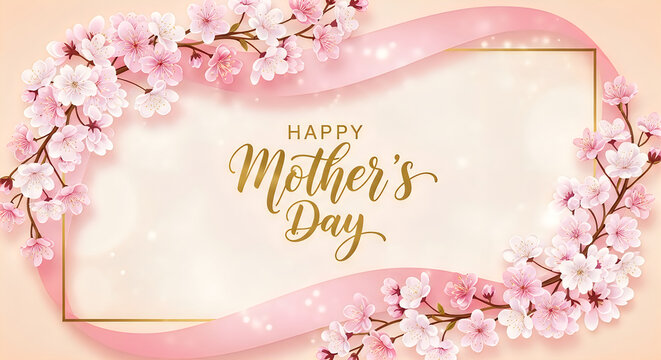 Celebrate mother's day with floral elegance a beautiful pink blossom frame for mom's special day greetings