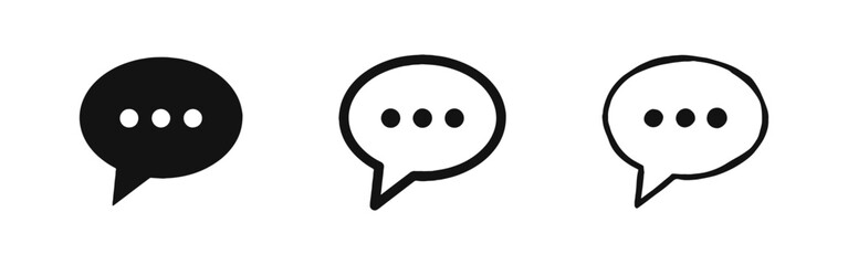 Message and Communication Icon Set - Speech Bubble with Ellipsis Dots © drawing lines