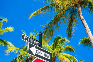 Naklejka premium West Palm Beach Cityscape along luxury Worth Avenue