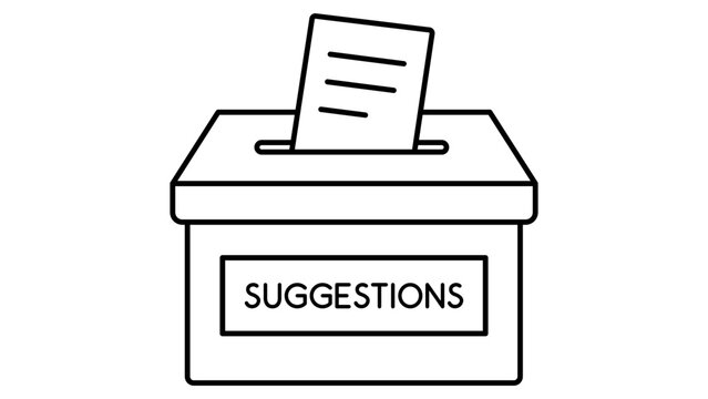 Elegant vector illustration of a suggestion box featuring an editable stroke weight. Minimalist hand-drawn icon for employee feedback, collection of ideas, and customer service survey projects.