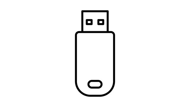 Sleek USB flash drive illustration with editable stroke, a versatile vector icon for data storage and computer hardware themes, professionally hand-drawn for modern digital and technology graphics.