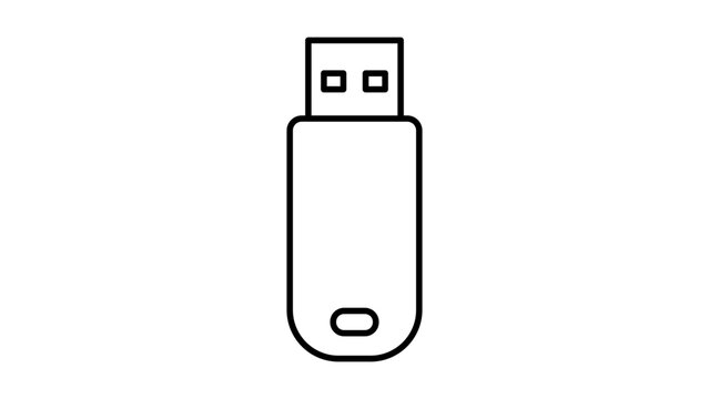 Minimalist thumb drive vector icon with editable stroke for digital storage and data transfer concepts, featuring a sleek outline illustration perfect for modern technology and business design