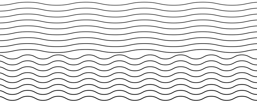 Water waves. Set of wavy zigzag lines. Wave thin line background. Vector zigzag and wavy  horizontal underline. Vector illustration