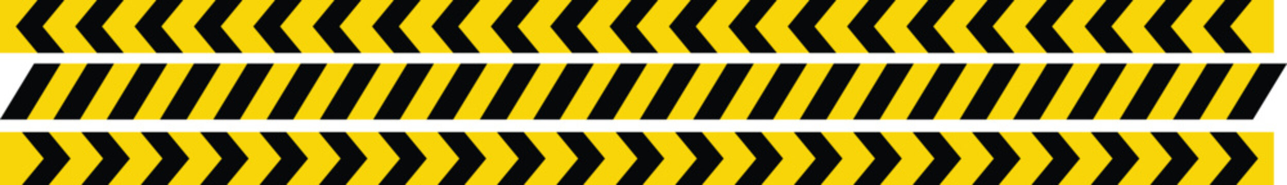 Yellow and Black Chevron Hazard Stripe Safety Border Seamless Traffic Warning Line