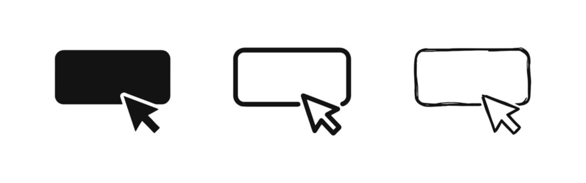 Call to Action Web Button with Mouse Cursor Click Icons