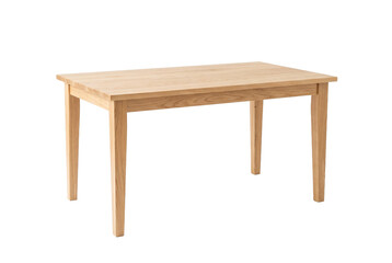 Fototapeta premium A simple wooden table with straight legs and a smooth surface, suitable for dining or working purposes.
