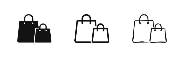 Retail Shopping Bags Icon Set for E-commerce and Commerce © drawing lines