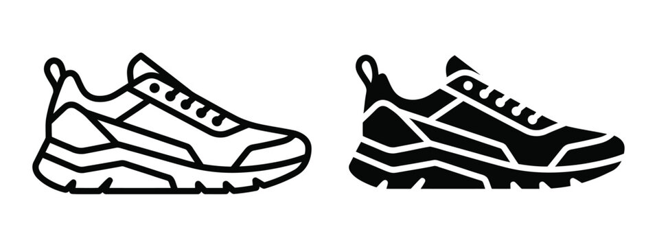 Black and white sneakers side view Vector