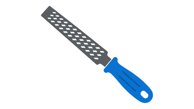 Hand file vector icon version two, professional metal rasp illustration for smoothing and shaping surfaces, minimalist line art design for industrial metalwork and carpentry tool catalogs.