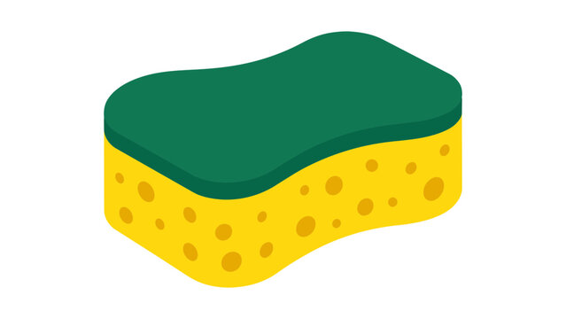 Clean minimalist kitchen sponge vector icon in a hand-drawn line art style, perfect for household cleaning and sanitation designs, presented as a scalable illustration for modern graphics.