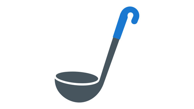 Vivid hand-drawn ladle vector icon for cooking and kitchenware concepts, minimalist line art illustration perfect for culinary designs, restaurant menus, and clean scalable graphic elements.