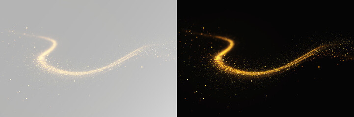 Luxury abstract gold particle flow wave with glowing sparkle trail smooth elegant curve dynamic motion line for creative modern design compositions © Alehandro