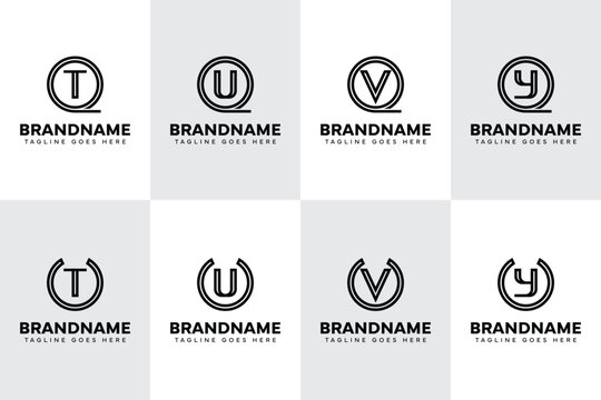 Letters QT QU QV QY UT UU UV UY Logo Monogram Set
