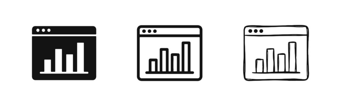 Web Analytics Icon - Browser Window with Business Bar Chart