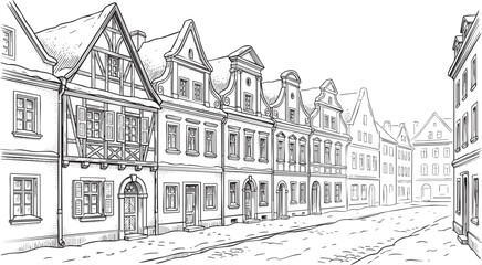 Obraz premium European Old Town Street