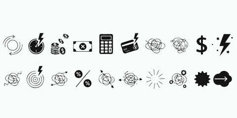 Obraz premium Financial crisis and accounting symbols featuring debt management and tax icons