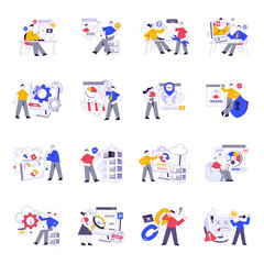 Fototapeta premium Set of Web Hosting Flat Illustrations