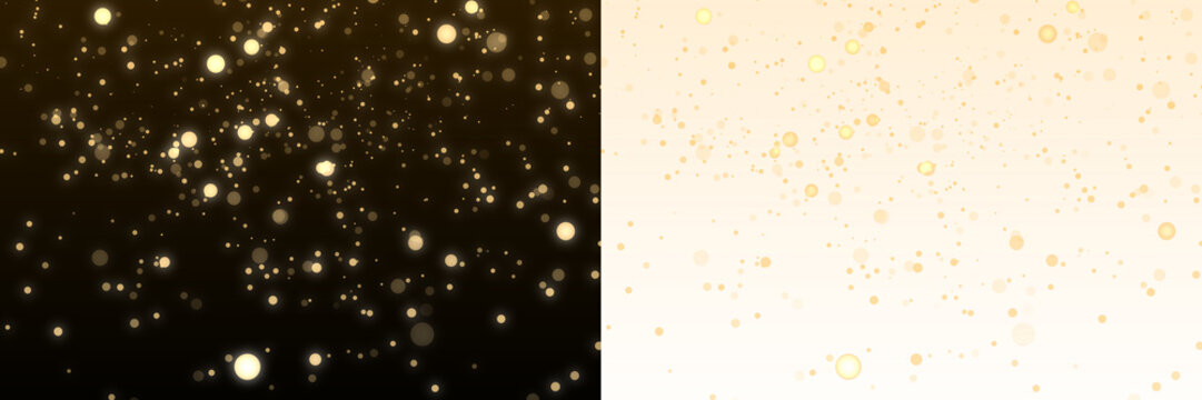 Golden glitter dust particles confetti on transparent background. Shine falling gold bokeh lights. Abstract luxury gold confetti border. Magic celebration decoration design elements, PNG
