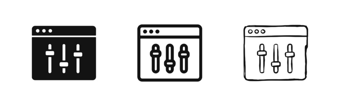 Web Settings and Filter Icons Set, Configuration and Control Symbols