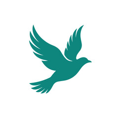 Obraz premium Minimalist flying dove silhouette icon vector graphic with silhouette, isolated